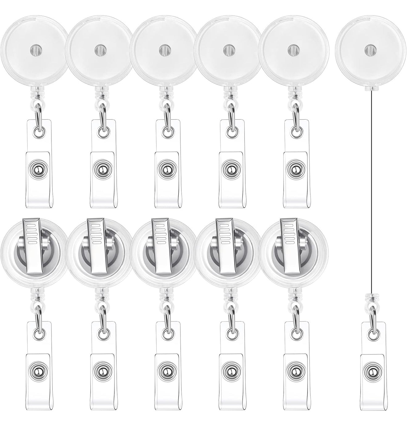 Clear retractable badges (no beads)