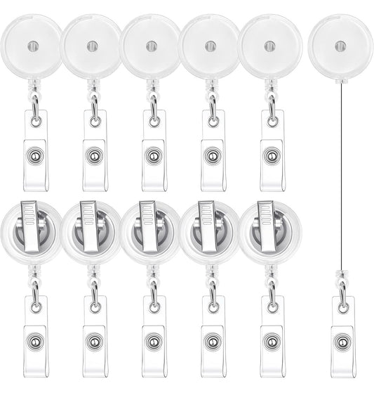 Clear retractable badges (no beads)